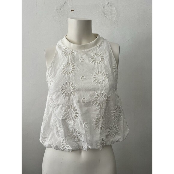 Zara Halter Floral Boho Crop Top XS Zip Sleeveless Bubble Hem Halter Whimsy - Picture 1 of 7